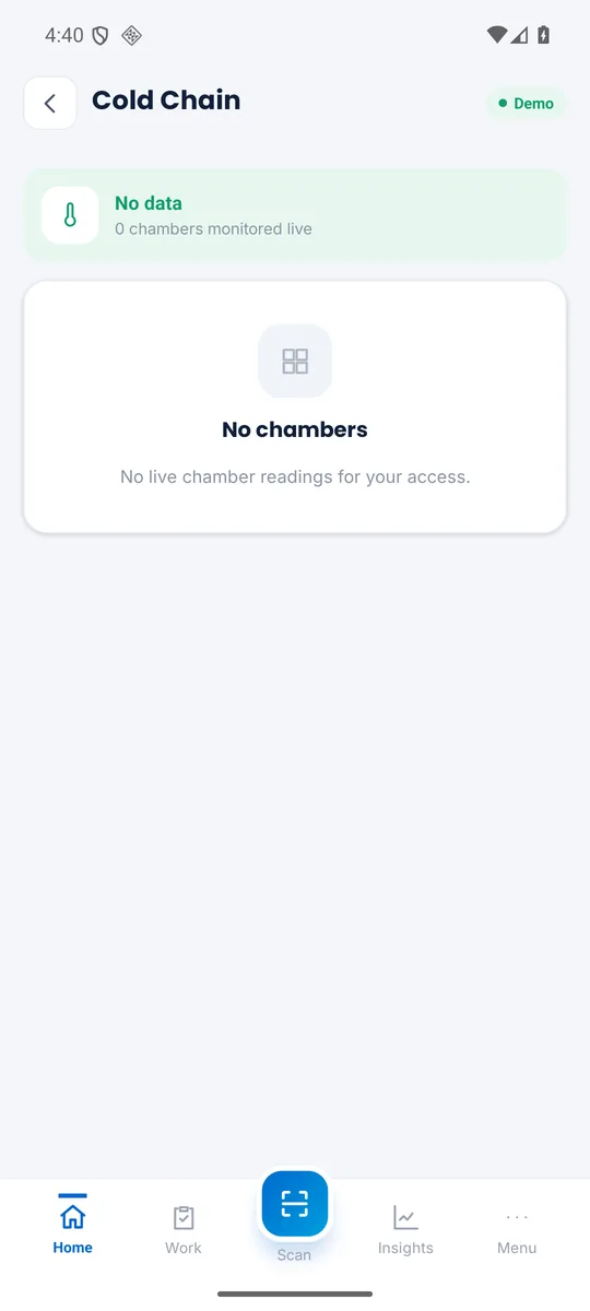 Arctic OS Mobile — cold-chain chamber monitoring with safety states